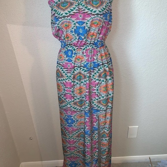 Lovers + Friends Mosaic Dawn Maxi Dress with Slit Multi-Colored Size Small - Picture 2 of 7